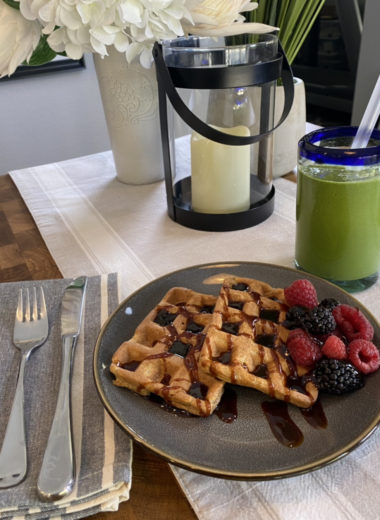 Matcha Protein Shake & Almond Flour Waffles